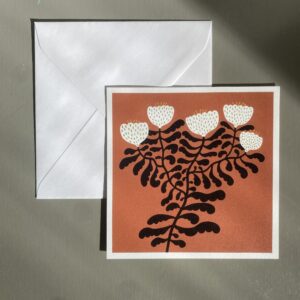 Vykort 15x15 cm Blomma röd