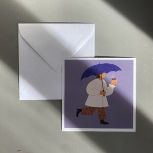 Vykort 15x15 cm Kvinna med paraply