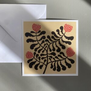 Vykort 15x15 cm Blomma gul